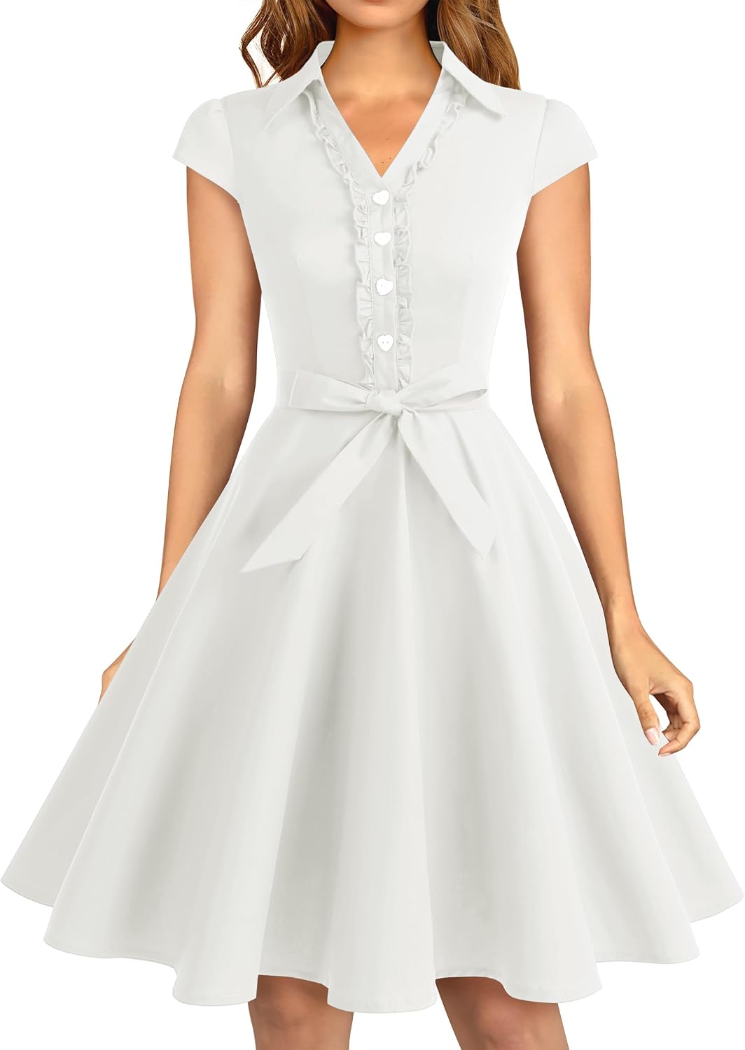Wedtrend Women's 1950s Rockabilly Cap Sleeve Vintage Swing Cocktail Dress