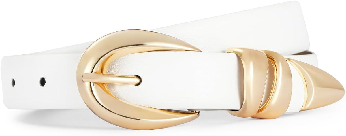 Belts For Women With Gold Buckle – Adjustable Black Leather Belt For