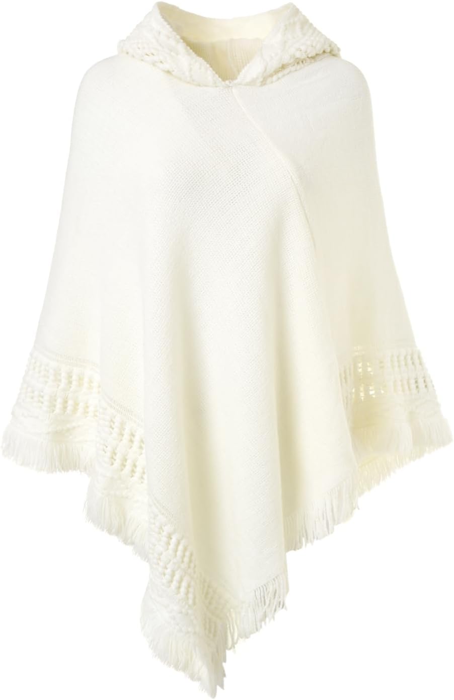 Ferand Women's Witchy Hooded Knit Poncho with Fringe