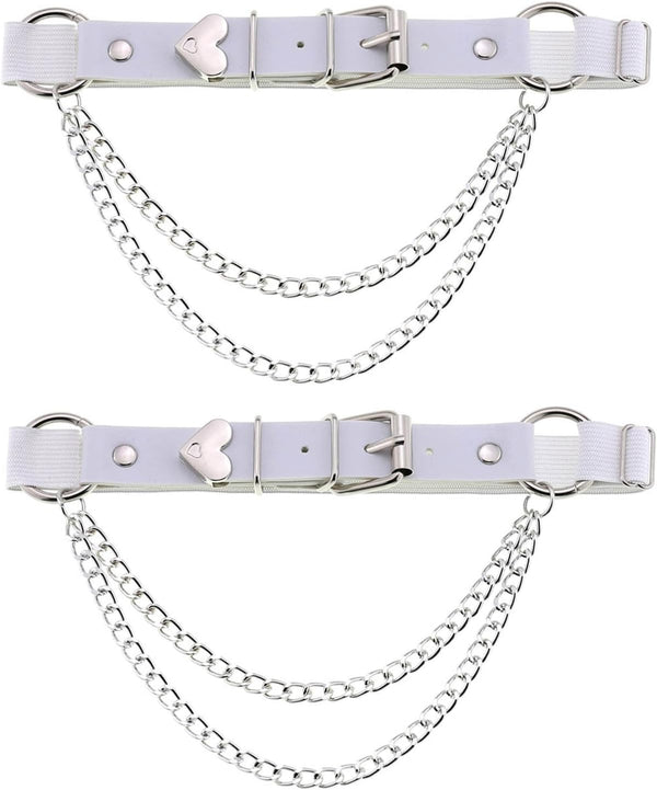 Adjustable Leg Garter with Chains, Elastic Punk Thigh Garters for Women, 1 Pair