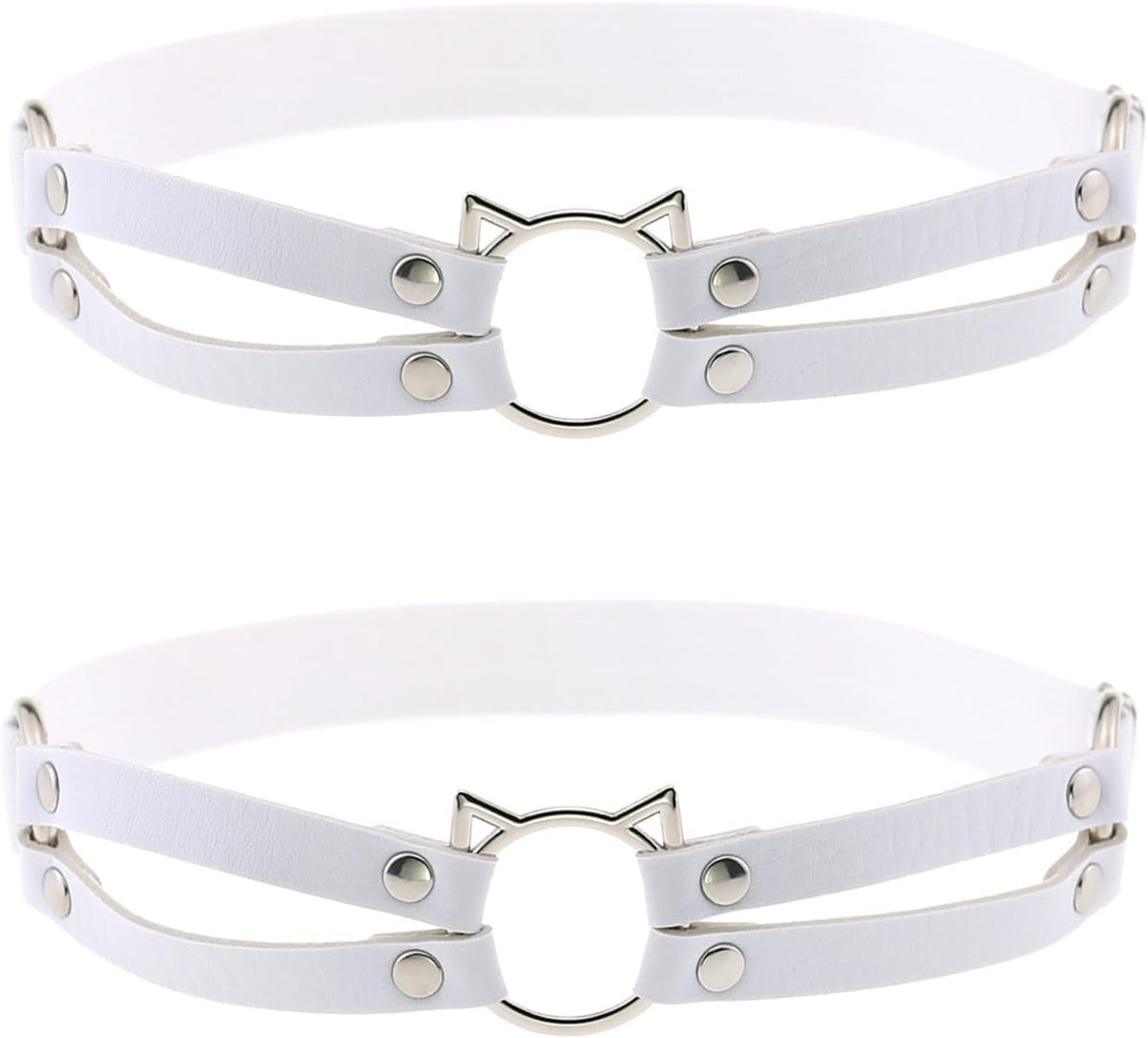 2pcs Adjustable Faux Leather Leg Garter, Elastic Punk Thigh Straps for Ladies