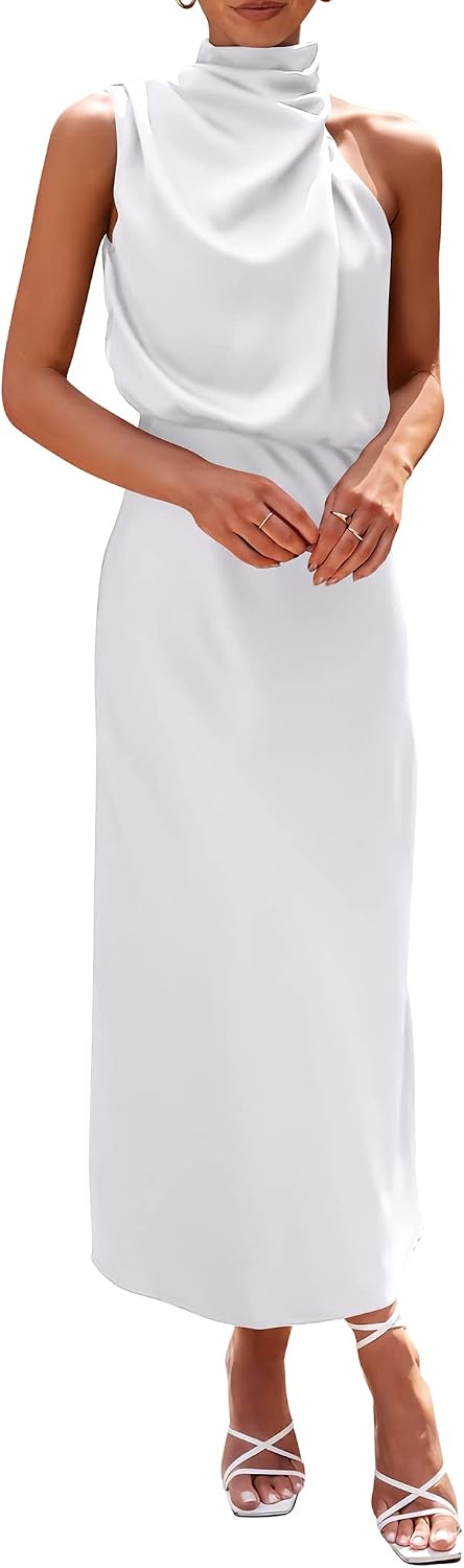 PRETTYGARDEN Women's Summer Satin Maxi Cocktail Dress