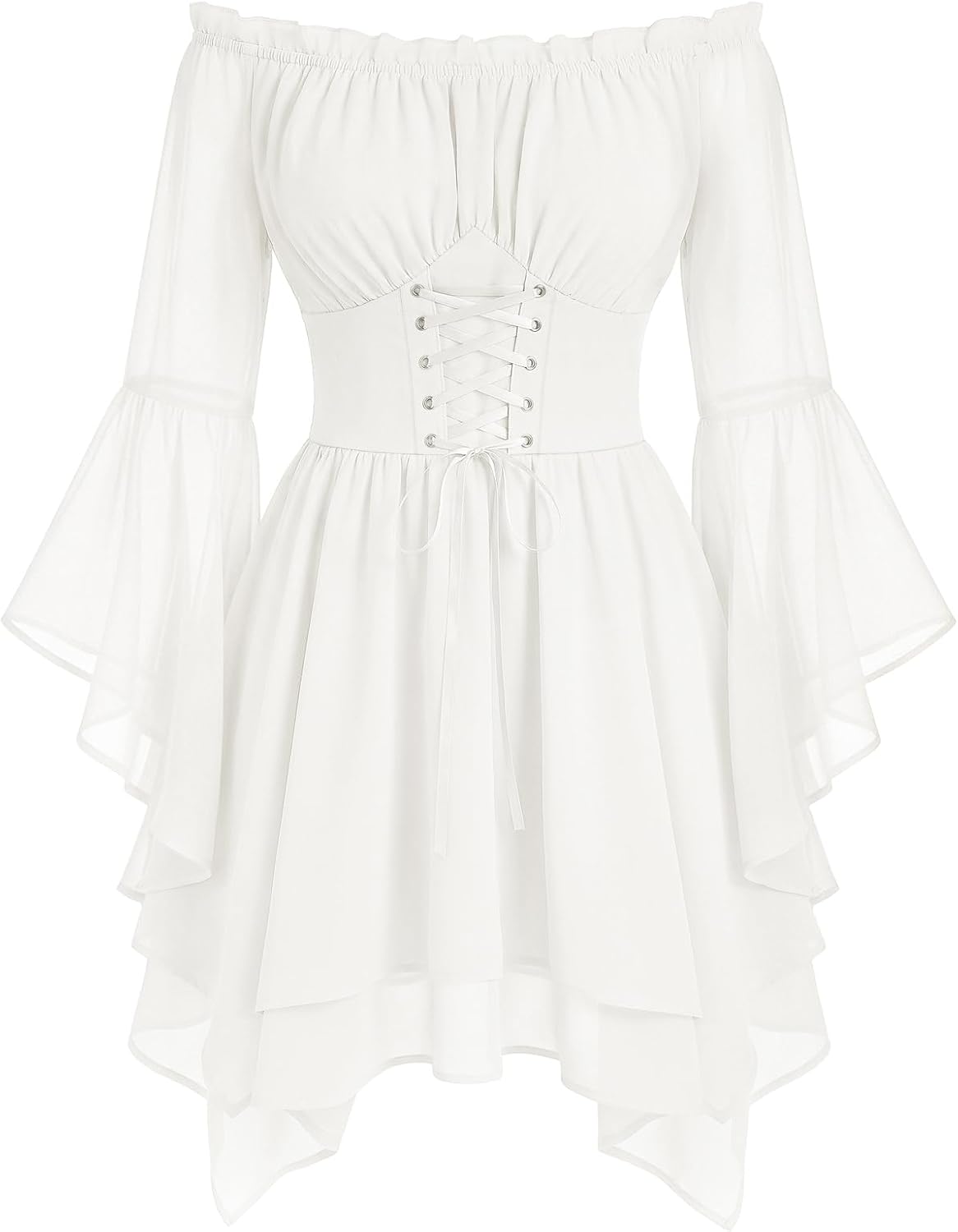 Scarlet Darkness Renaissance Costume Women Chiffon Corset Pirate Mini Dress