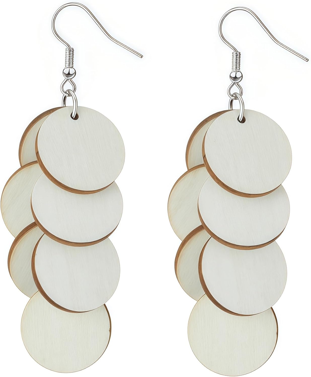 Bohemian Wooden Layered Disc Dangle Earrings