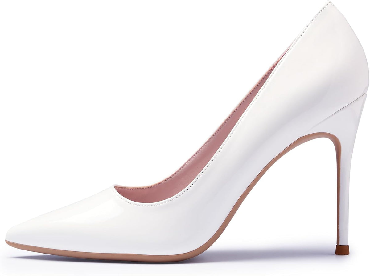 GENSHUO Women's Closed Toe Stiletto High Heels Dress 4 Inch Heeled Pointed Toe Party Homecoming Wedding Pump Shoes