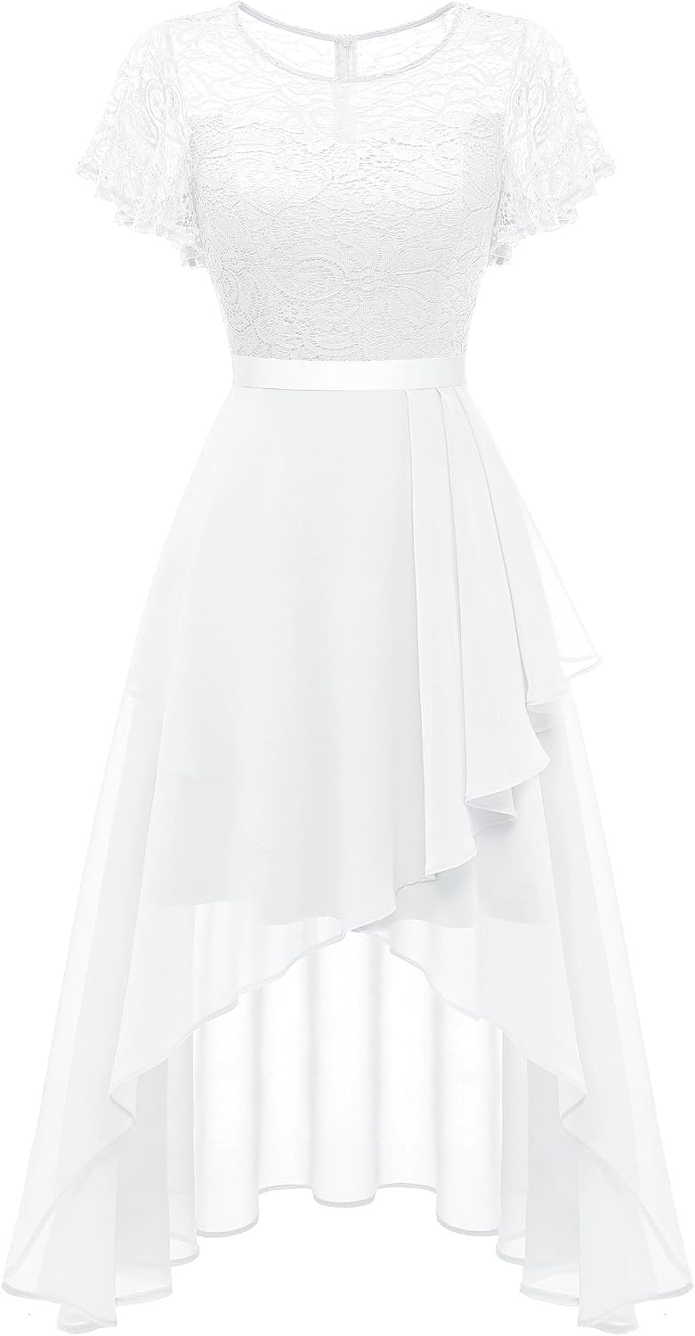 Wedtrend Women's Formal Wedding Guest Dress Ruffle Bridesmaid Dress Flutter Sleeve Prom Dresses for Teens