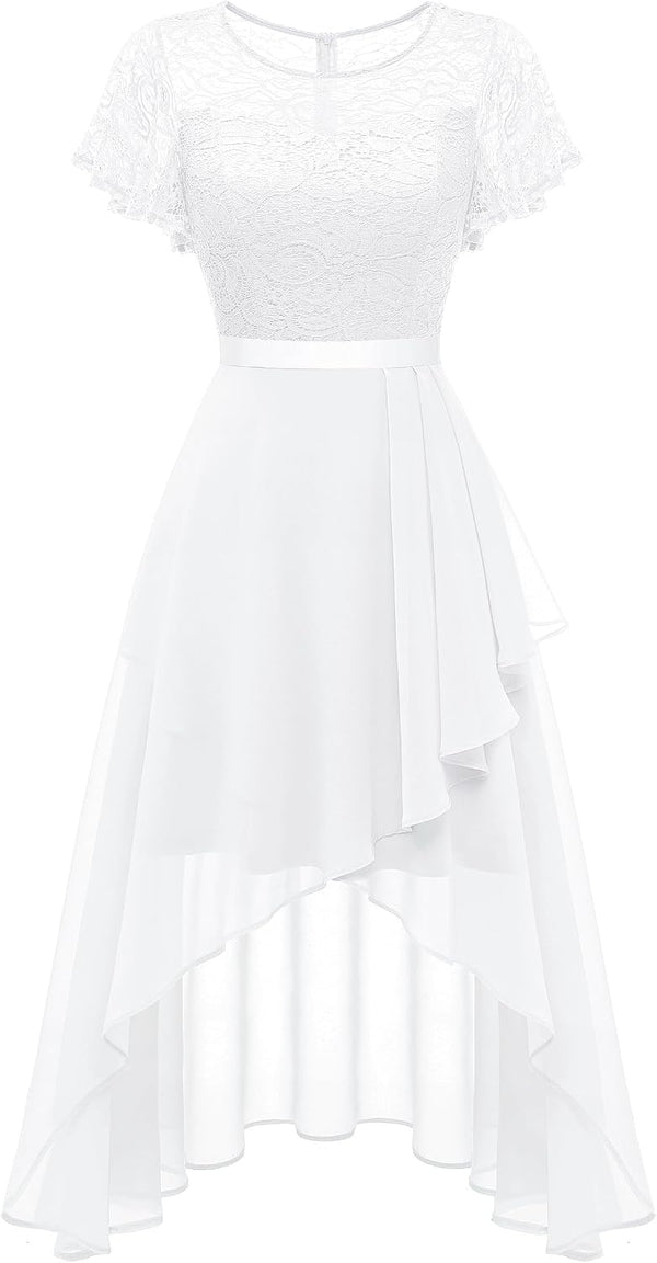 Wedtrend Women's Formal Wedding Guest Dress Ruffle Bridesmaid Dress Flutter Sleeve Prom Dresses for Teens