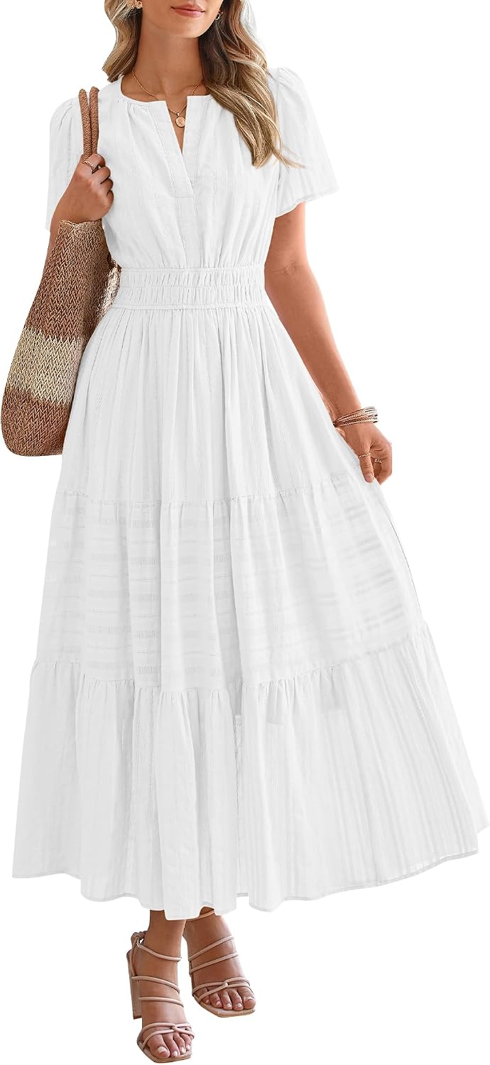 BTFBM Womens Summer 2026 Casual Maxi Dresses Lightweight Short Sleeve Dress