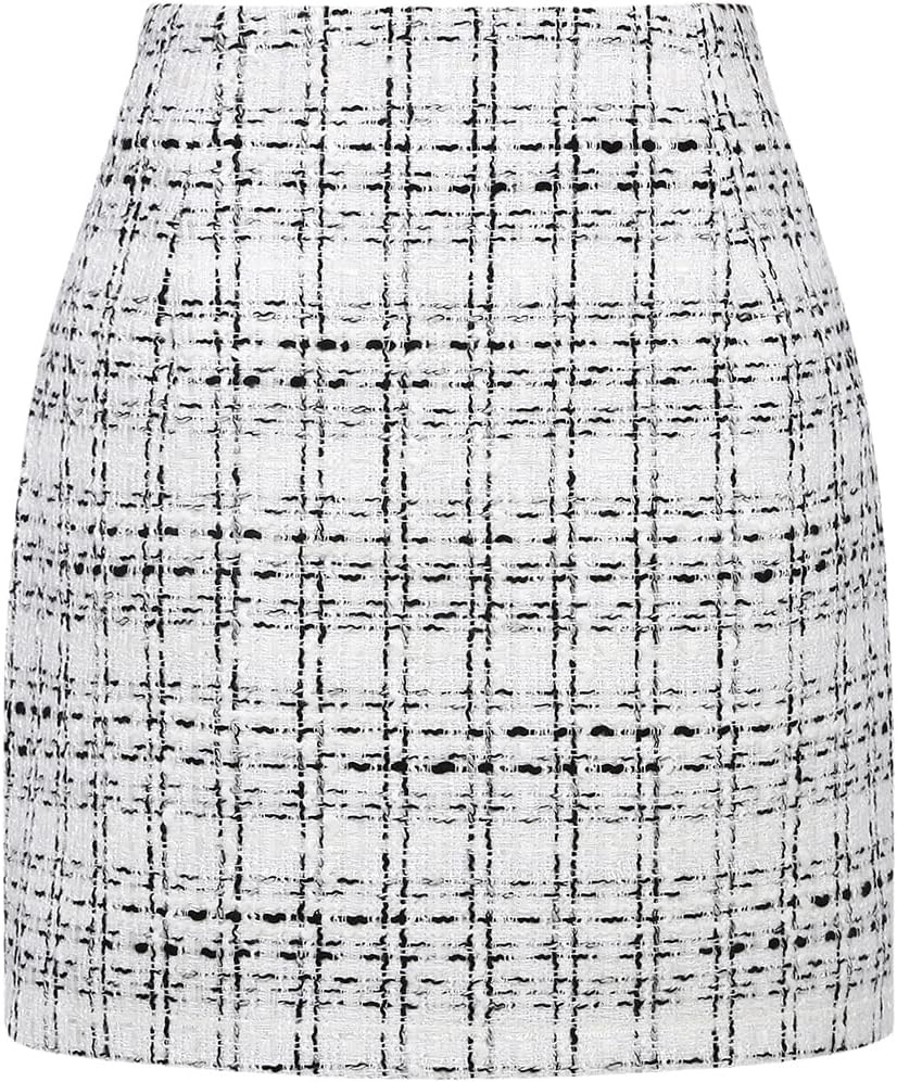 Womens High Waist Plaid Skirt Bodycon Pencil Wool Mini Skirts