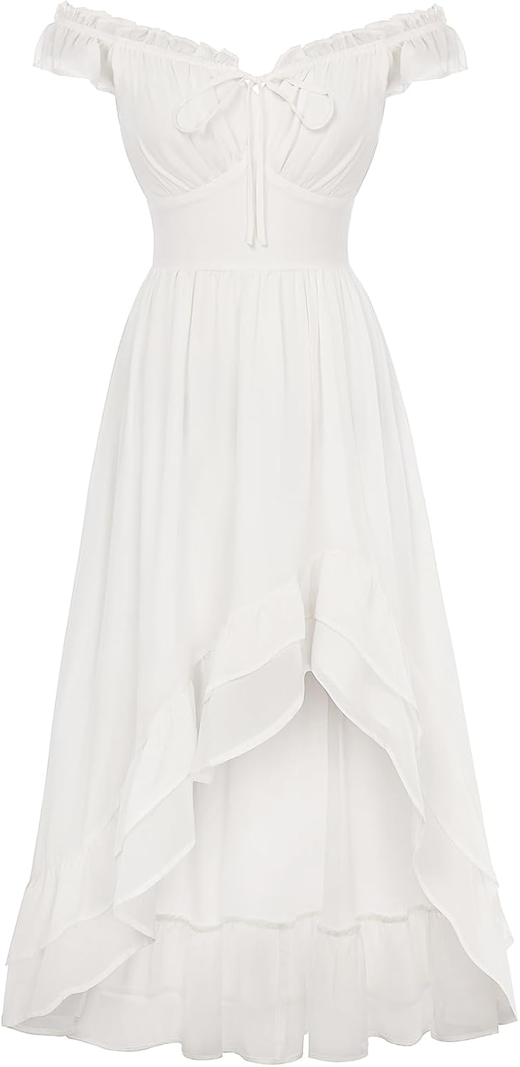 Scarlet Darkness Renaissance Corset Dress Off Shoulder Chiffon Sundress