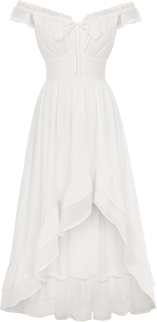 Scarlet Darkness Renaissance Corset Dress Off Shoulder Chiffon Sundress