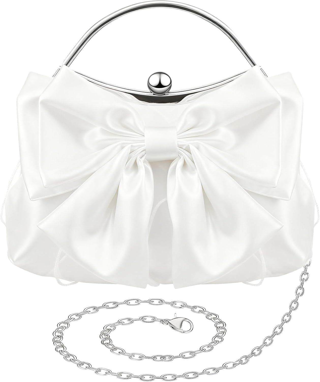 Coquette Bow Pleated Satin Clutch Secondary image