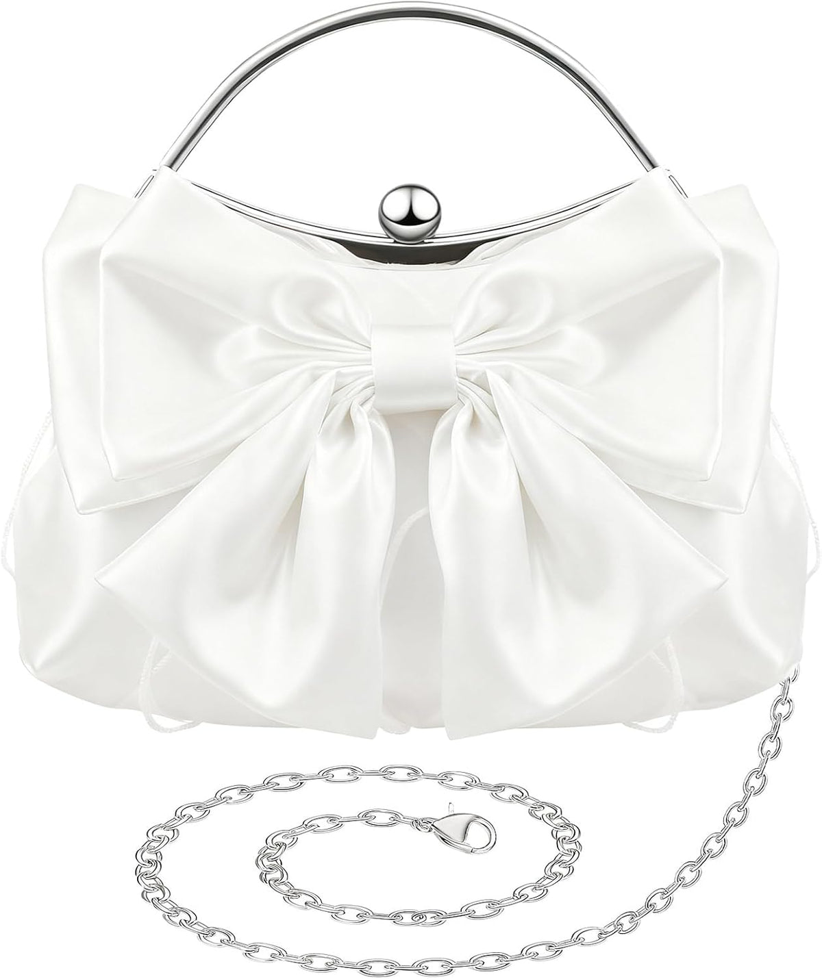 Coquette Bow Pleated Satin Clutch