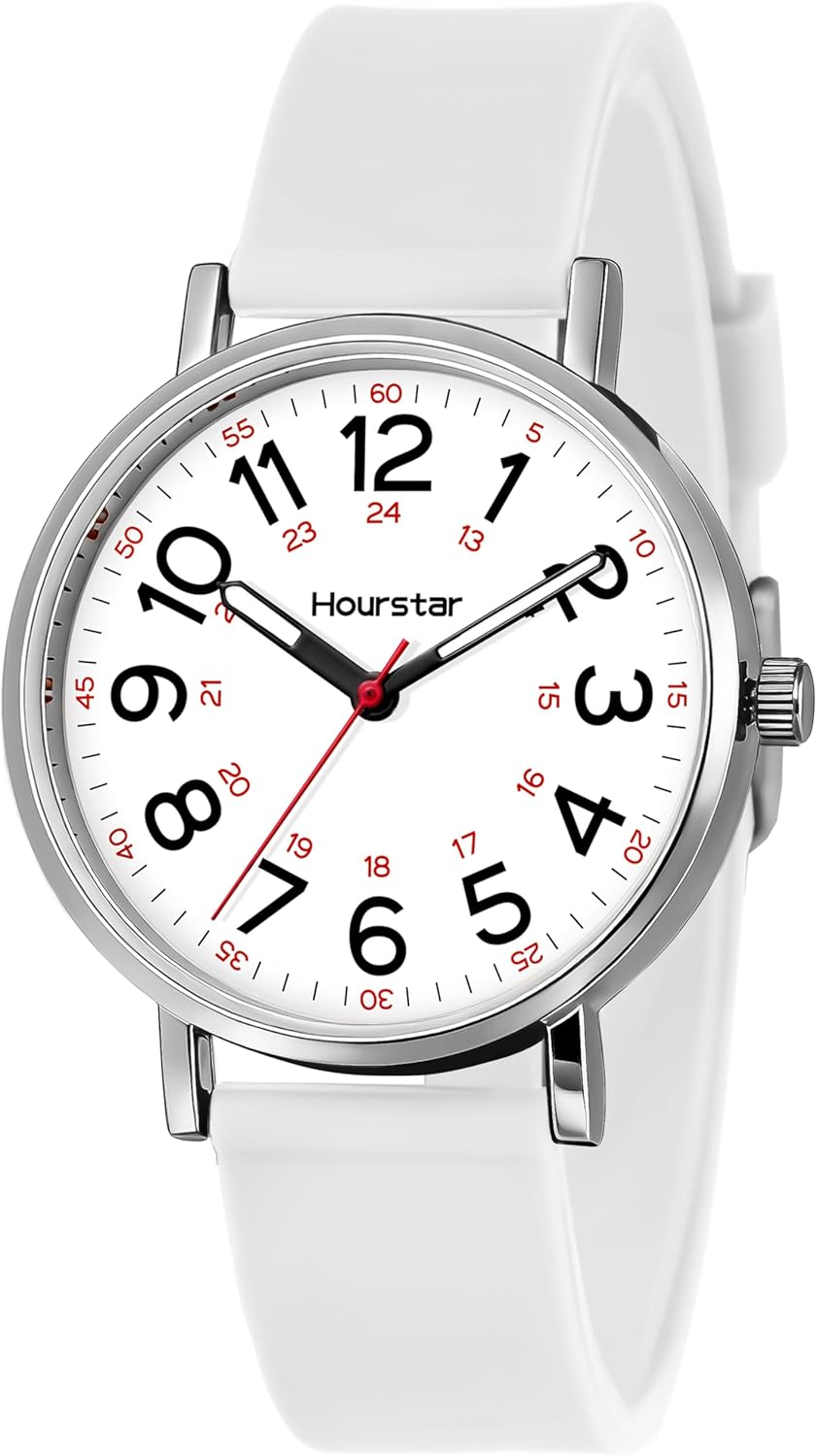 Women's Analog Nurse Watch with Second Hand for Nursing, 12/24 Time, S