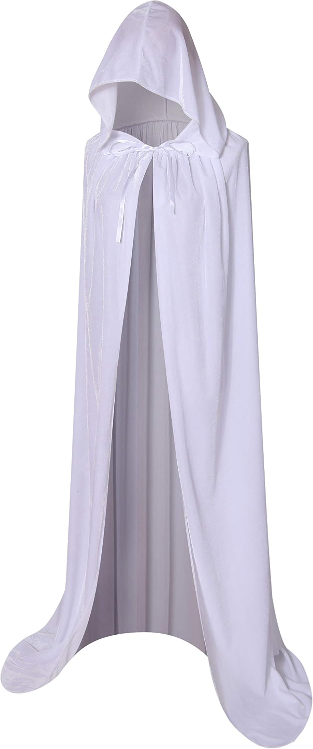 BIGXIAN Long Hooded Cloak Velvet Cape Witch Costume Halloween Costumes for Women Men