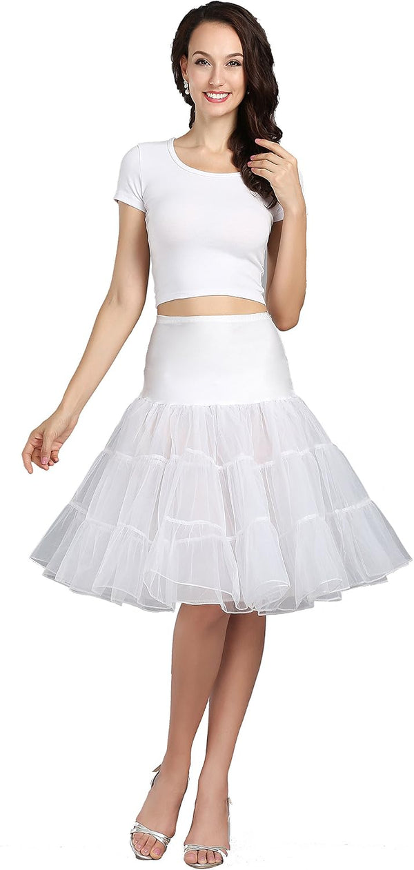 WOWBRIDAL Women's Vintage 50s Rockabilly Petticoat 25.59" Length Tutu Underskirt