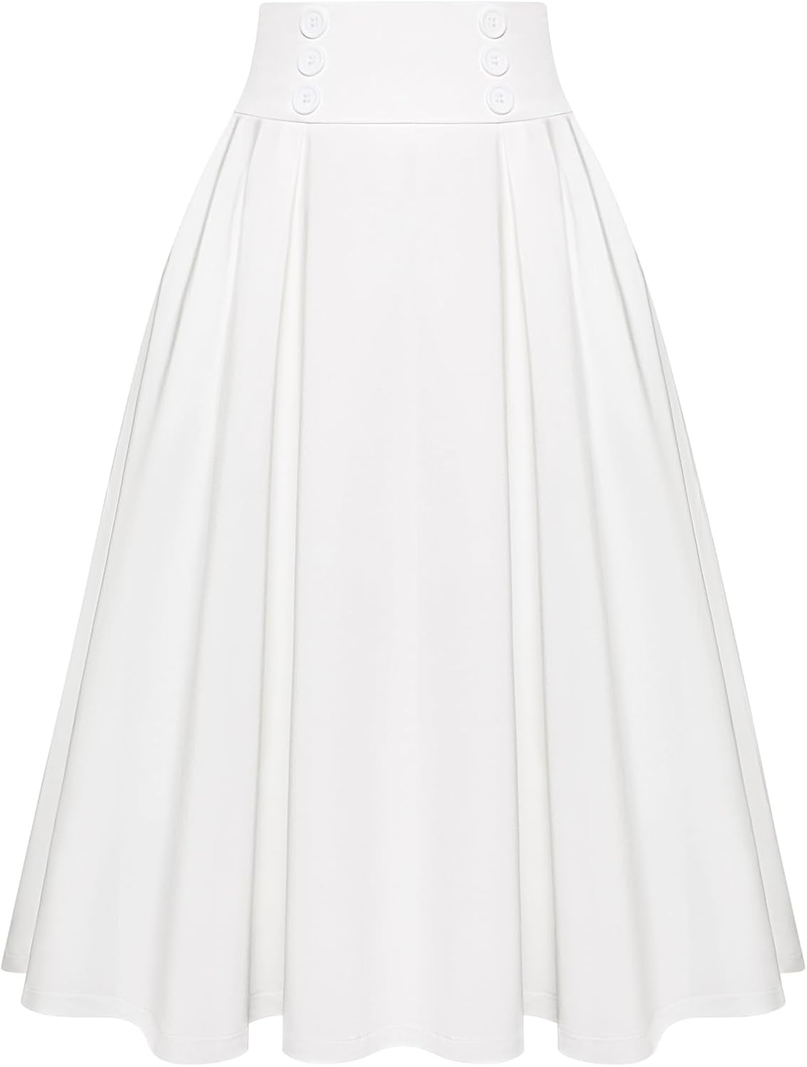 Belle Poque Women's Midi Pleated A-Line Skirts Pockets