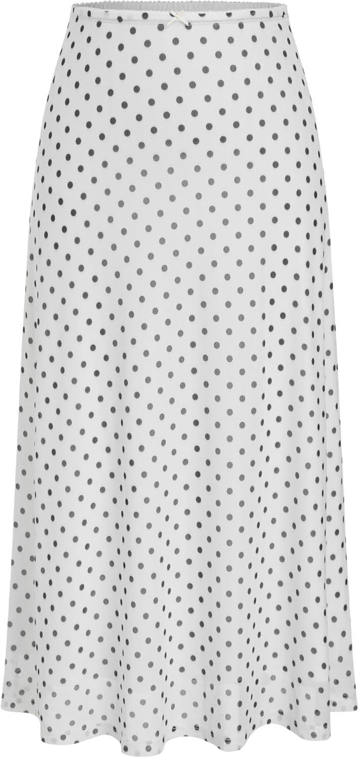 CIDER Womens Polka Dot Skirts Mesh High Waist Boho Flowy Long Midi Skirts