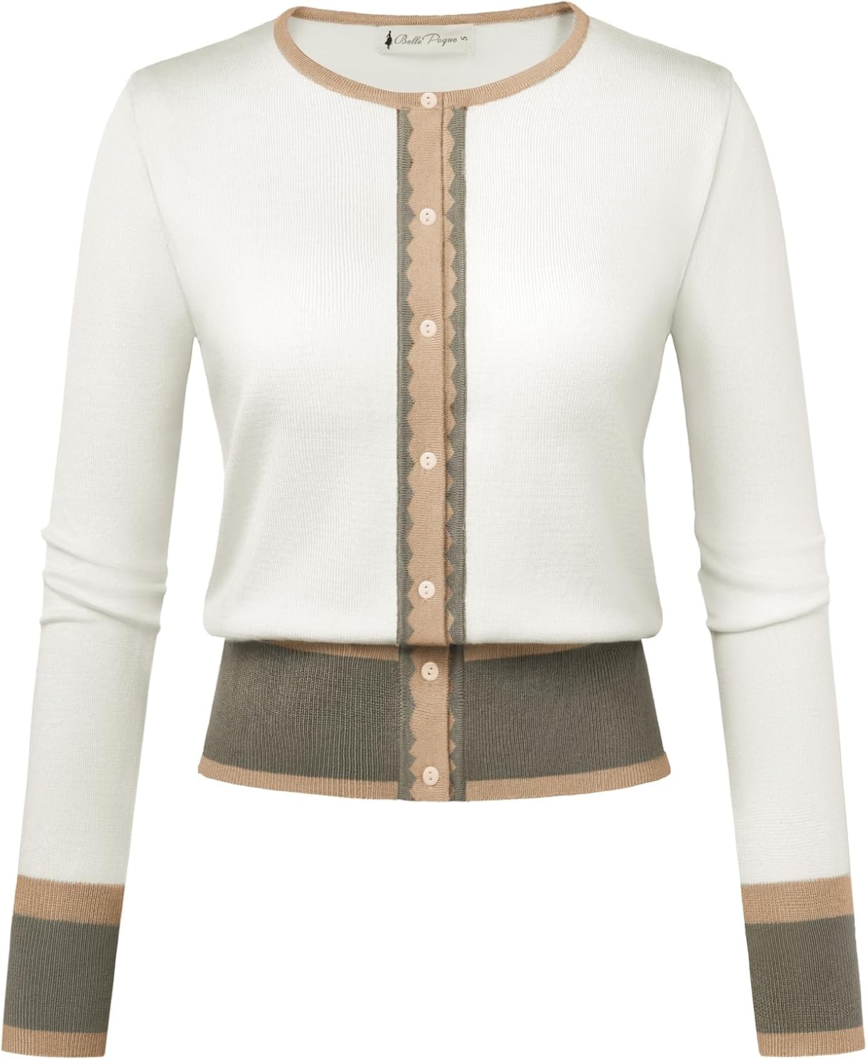 Women's Color Block Cropped Knit Cardigan