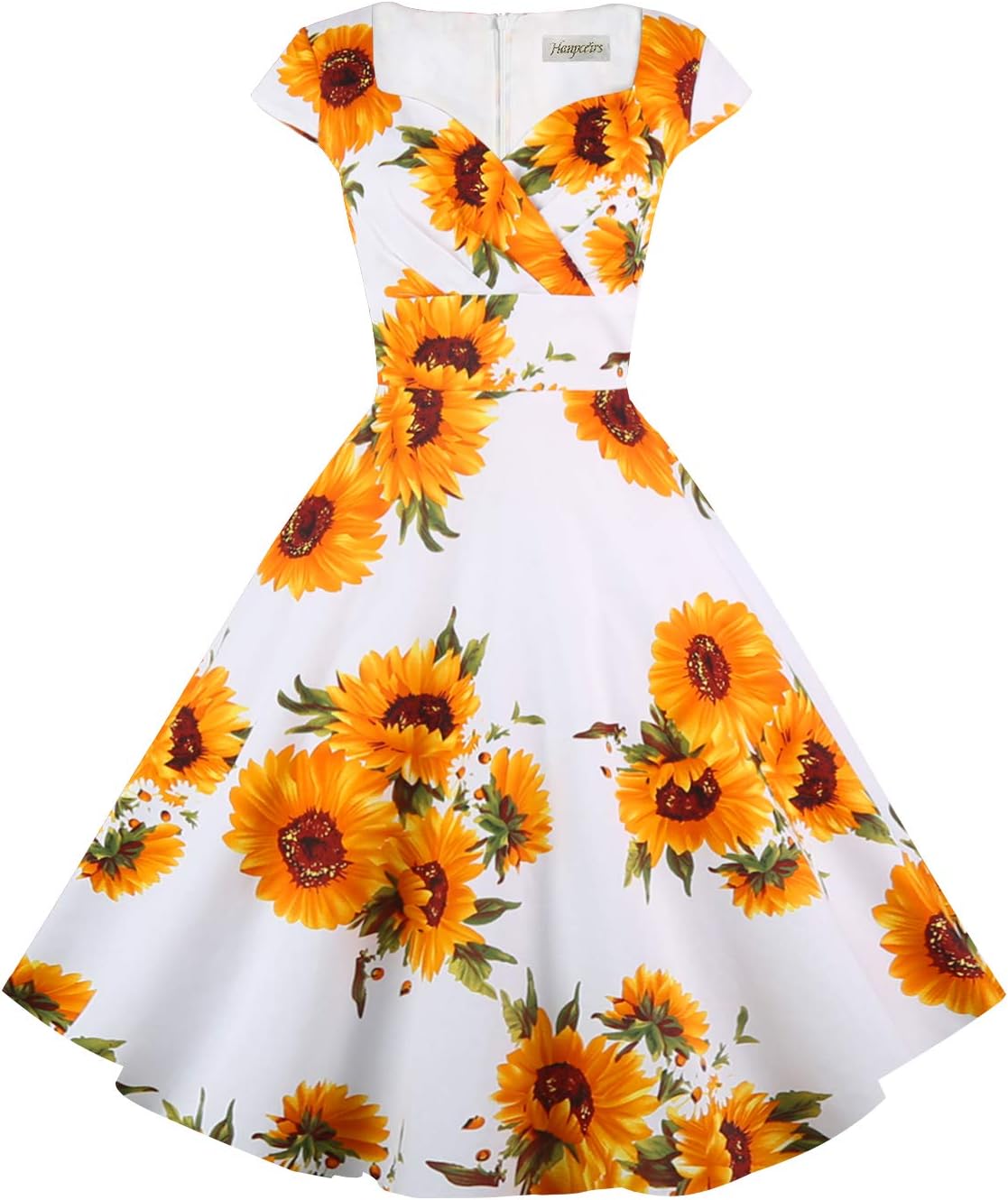 Women's Cap Sleeve 1950s Retro Vintage Cocktail Swing Dresses with Pocket