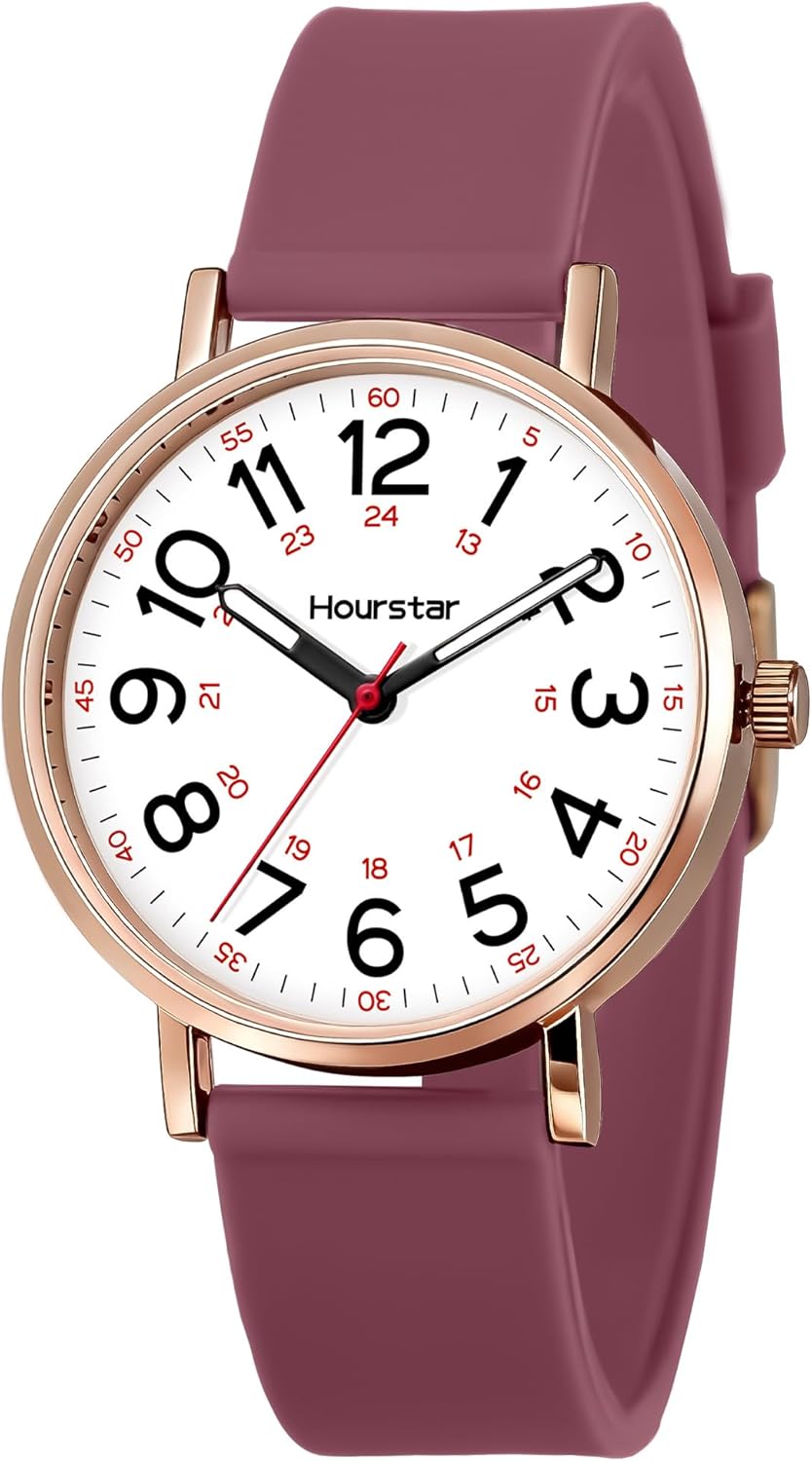 Women's Analog Nurse Watch with Second Hand for Nursing, 12/24 Time, S