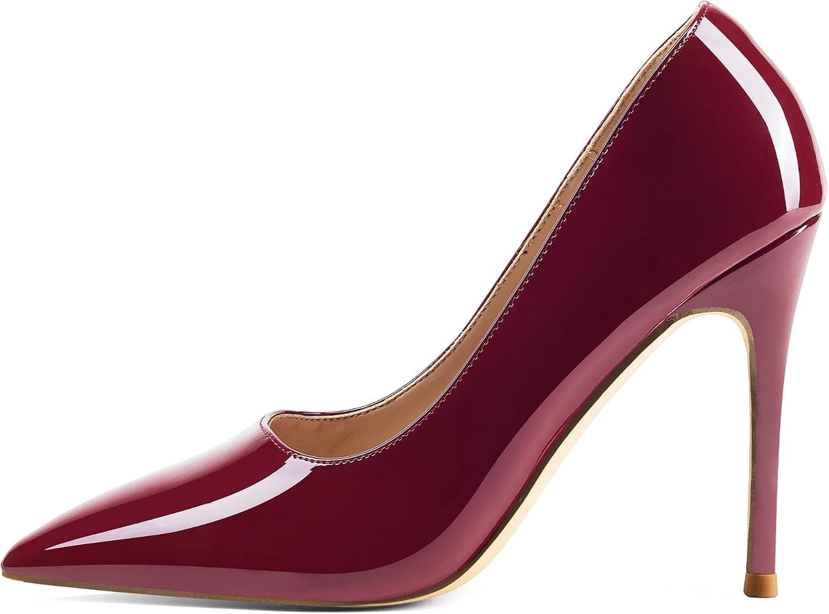 GENSHUO Women's Closed Toe Stiletto High Heels Dress 4 Inch Heeled Pointed Toe Party Homecoming Wedding Pump Shoes
