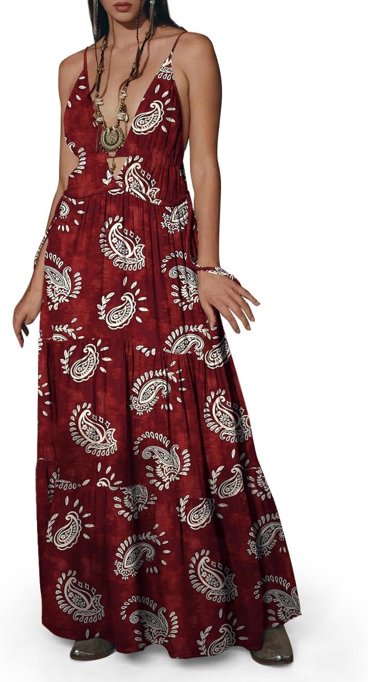 Womens Summer Sun Dresses Mystical Gothic Maxi Dress Casual Floral Witch Dress Date Dress Halloween Outfits