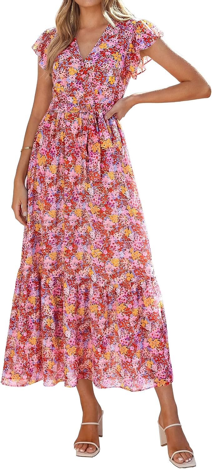 PRETTYGARDEN Women's Summer Floral Boho Maxi Dress