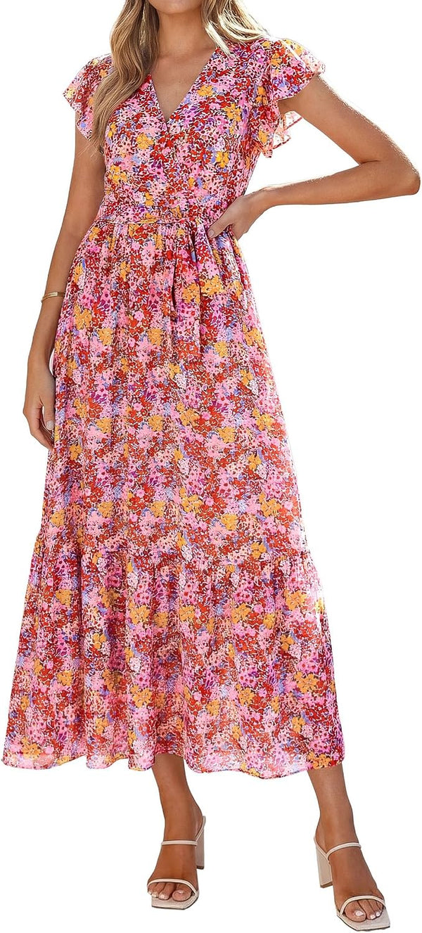 PRETTYGARDEN Women's Summer Floral Boho Maxi Dress