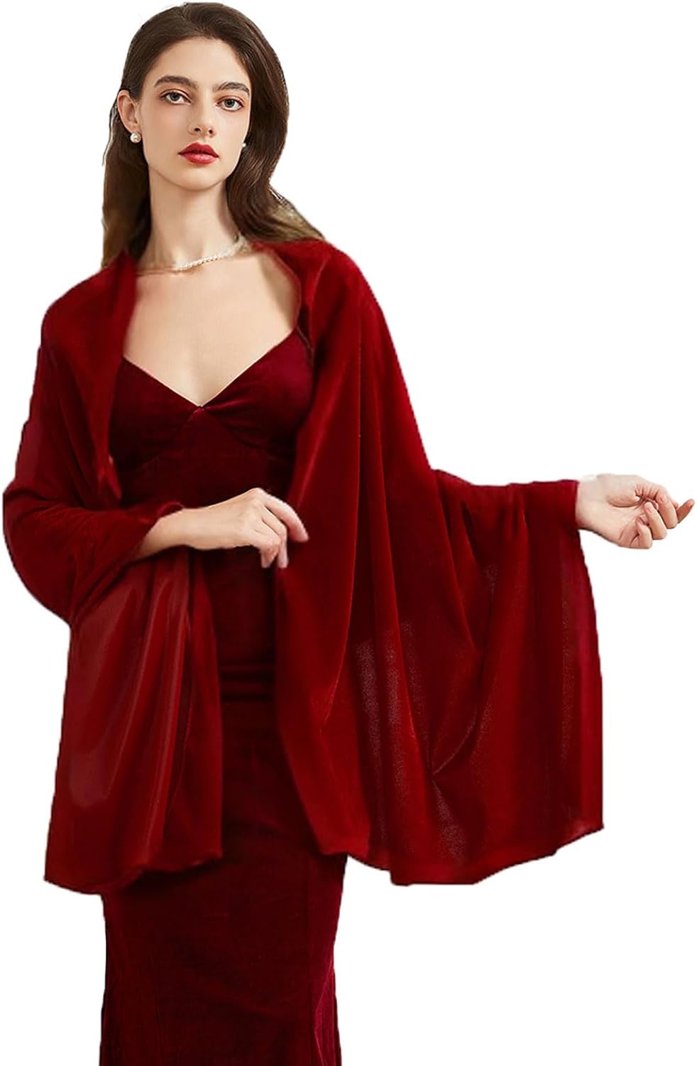 BRYCTSISEN Women Velvet Shawl and Wrap Scarf for Wedding Evening Bridesmaid