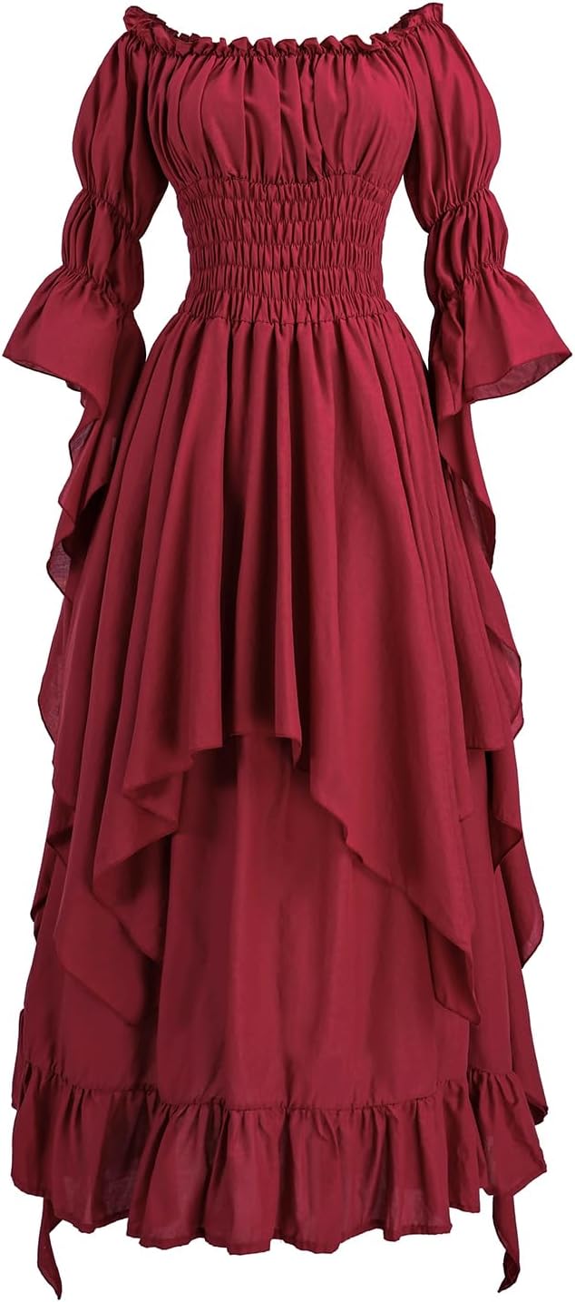 Renaissance Dress Women Medieval Costume Victorian Dresses Peasant Gothic Fairy Witch Wedding Under Dress