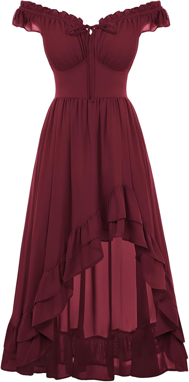 Scarlet Darkness Renaissance Corset Dress Off Shoulder Chiffon Sundress