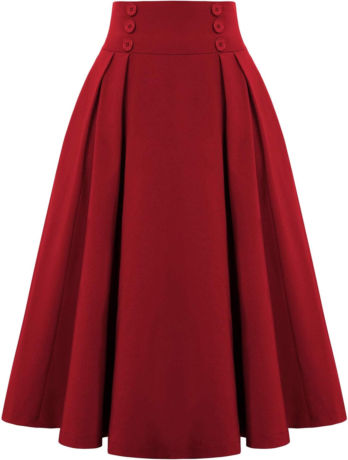 Belle Poque Women's Midi Pleated A-Line Skirts Pockets