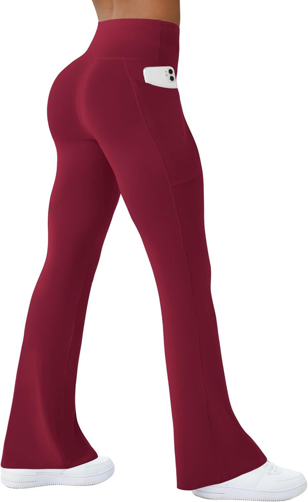 Womens Yoga Pants With Pockets High Waisted Flare Leggings