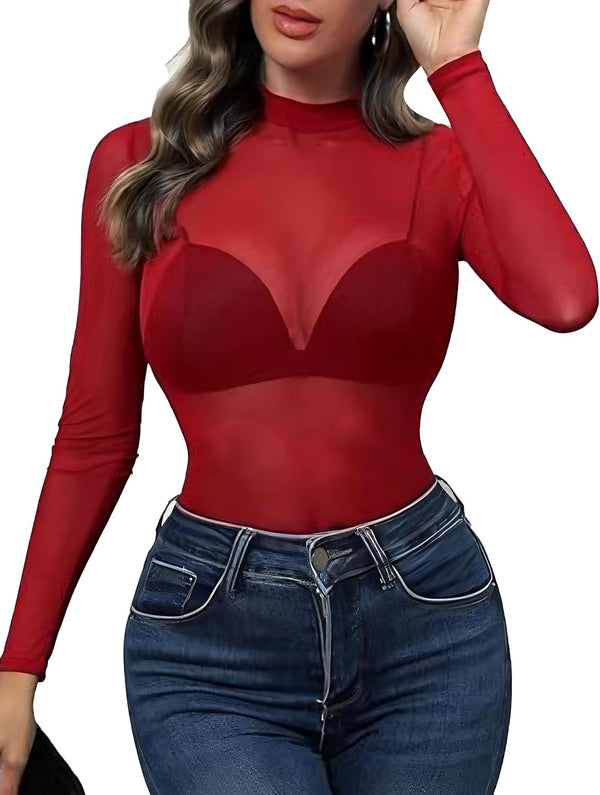 Avidlove Mesh Top for Women See Through Shirt Sheer Blouse Clubwear XS-3XL