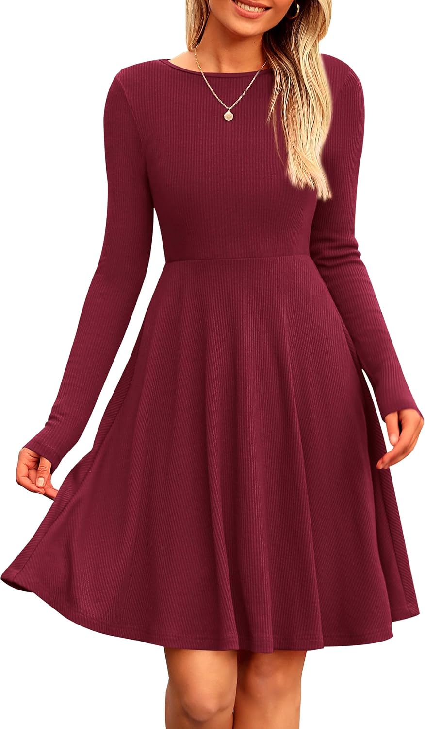 PRETTYGARDEN Women's Fall Casual Long Sleeve Short Dress