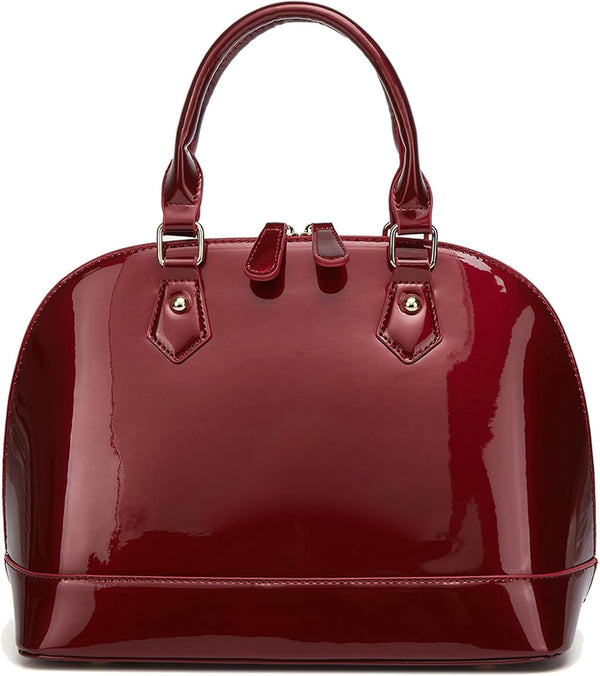 Patent Leather Dome Satchel Purse