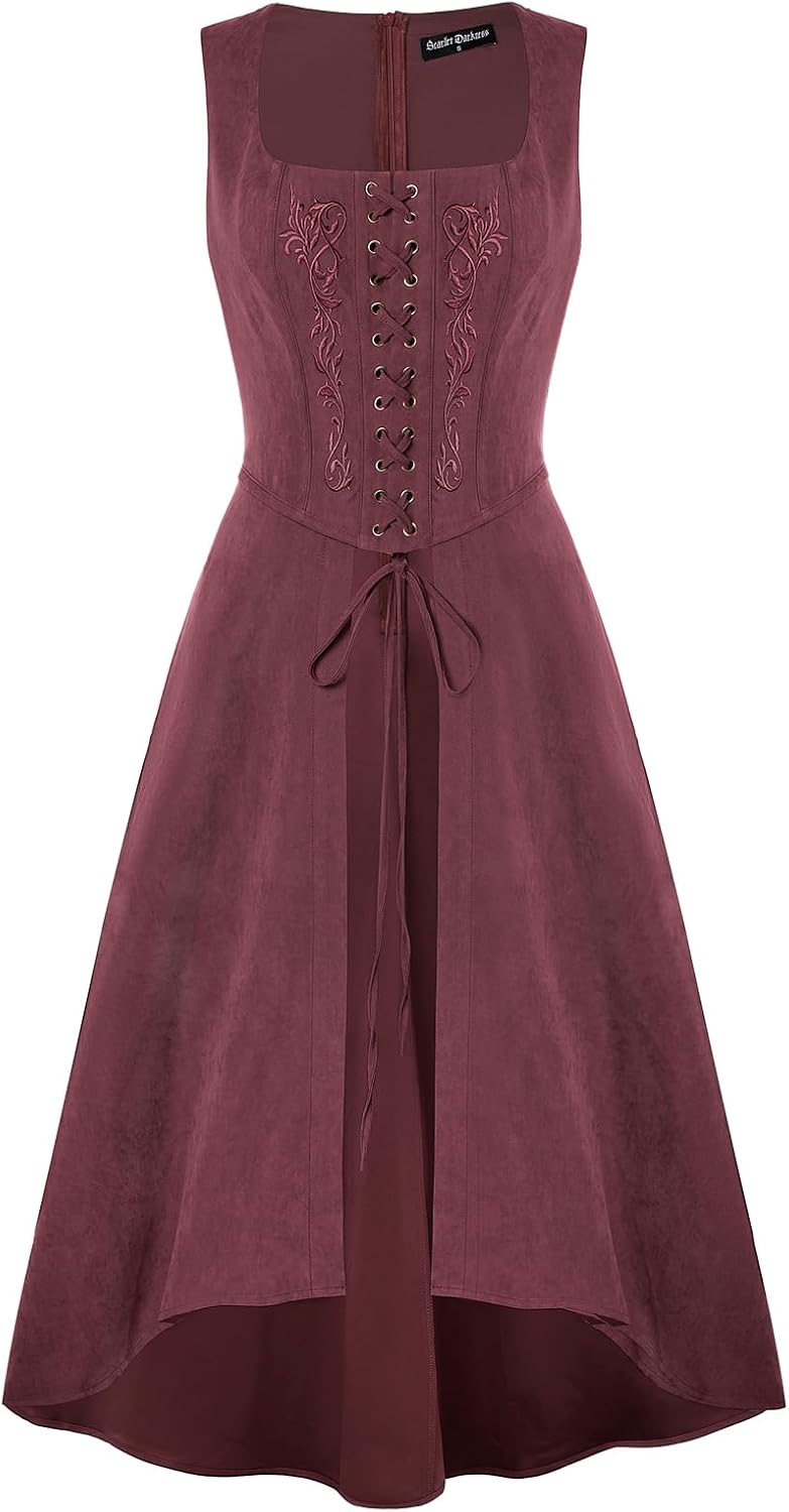 Scarlet Darkness Renaissnace Faire Costume Dress for Women Pirate Overdress Secondary image