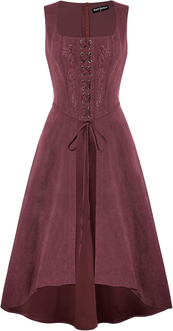 Scarlet Darkness Renaissnace Faire Costume Dress for Women Pirate Overdress