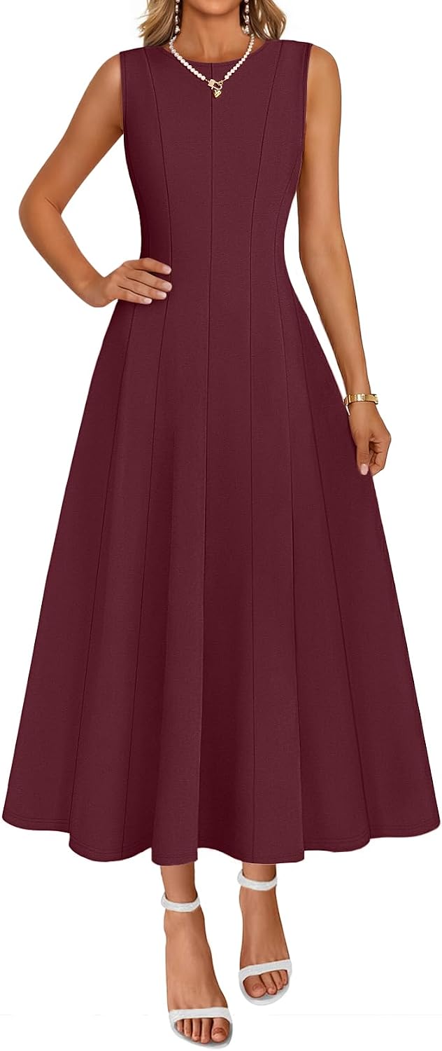 MEROKEETY Women's Semi Formal Cocktail Wedding Guest A Line Maxi Dresses