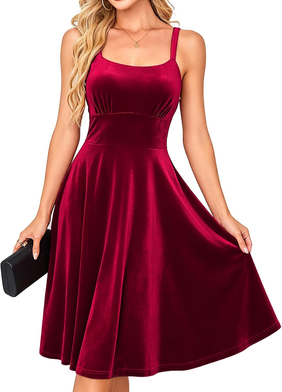 Belle Poque Women's 2026 Fall Winter Velvet Dresses with Pocket