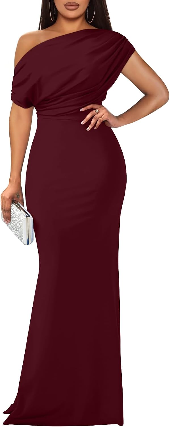 YMDUCH Women's Sleeveless Off Shoulder Long Formal Party Dress
