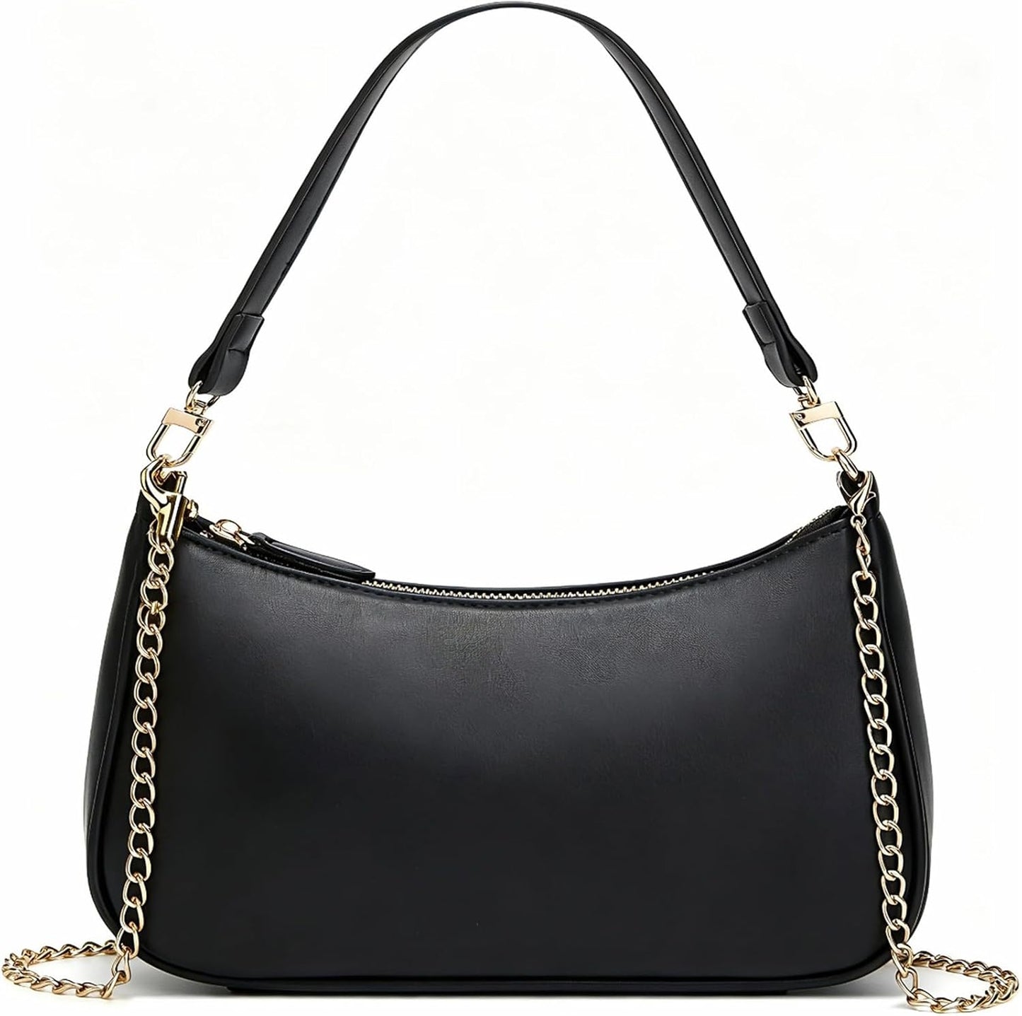 Black Cute Hobo Cherry Shoulder Bag — Retro Clutch with Removable Straps