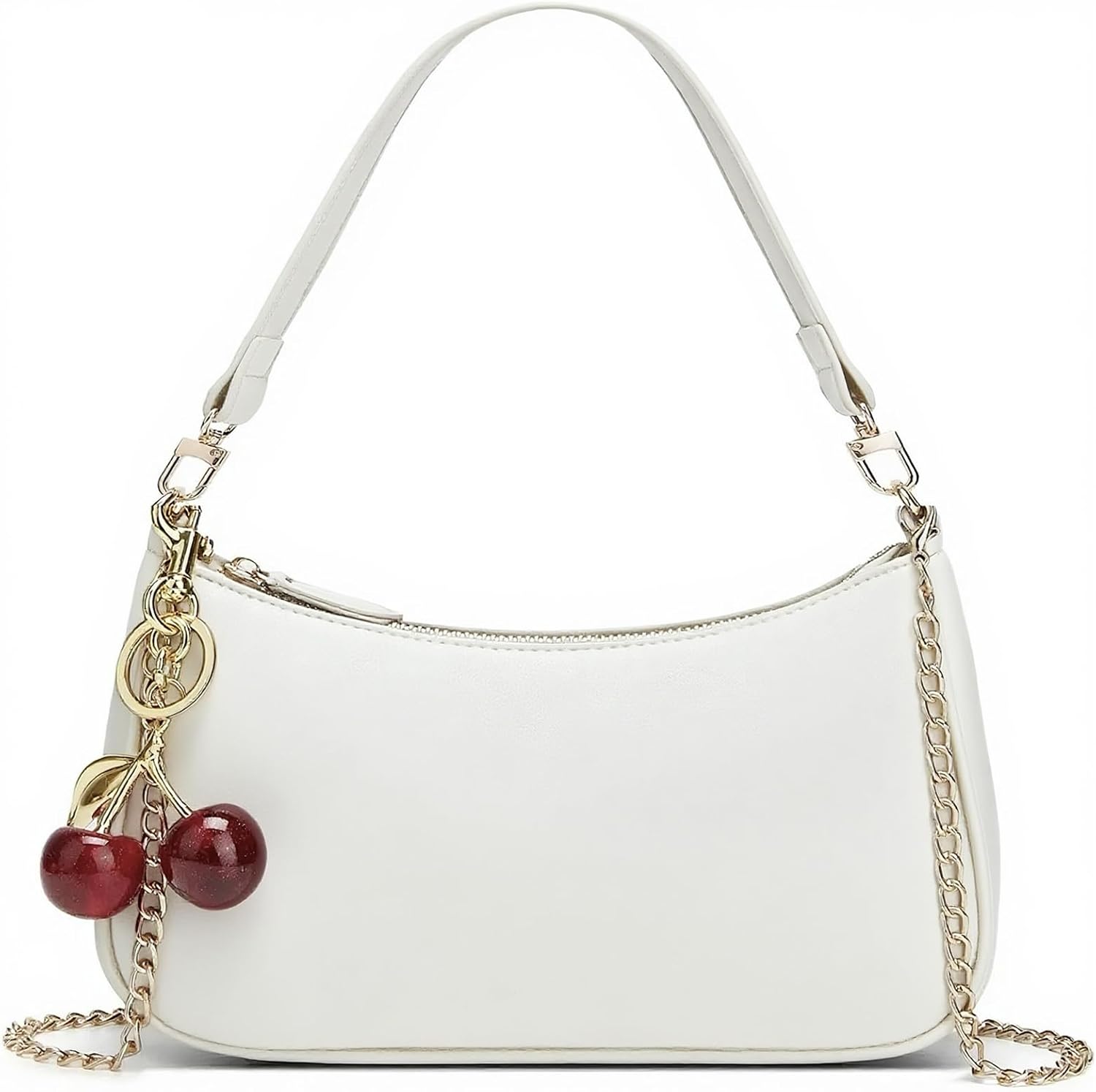 Black Cute Hobo Cherry Shoulder Bag — Retro Clutch with Removable Straps Secondary image
