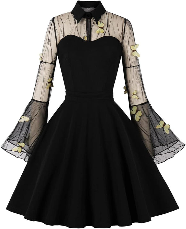 Women's Vintage Polka Dot 1950s Audrey Retro Rockabilly Prom Dress 50's 60's A-Line Cocktail Party Swing Dress