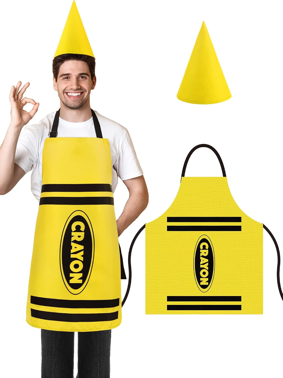 Teenyyou Crayon Costume with Apron and Cone Hat Adult