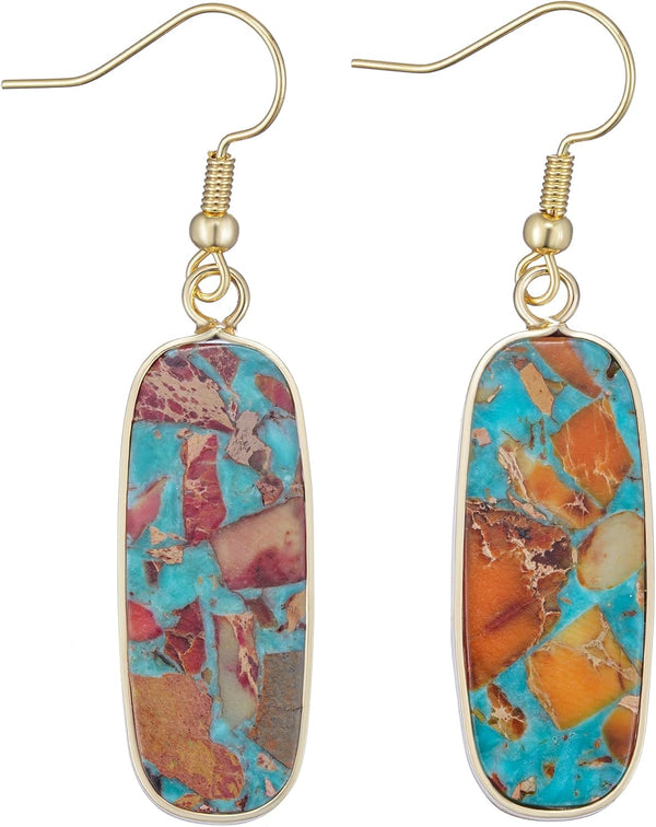 Natural Stone Long Drop Boho Earrings