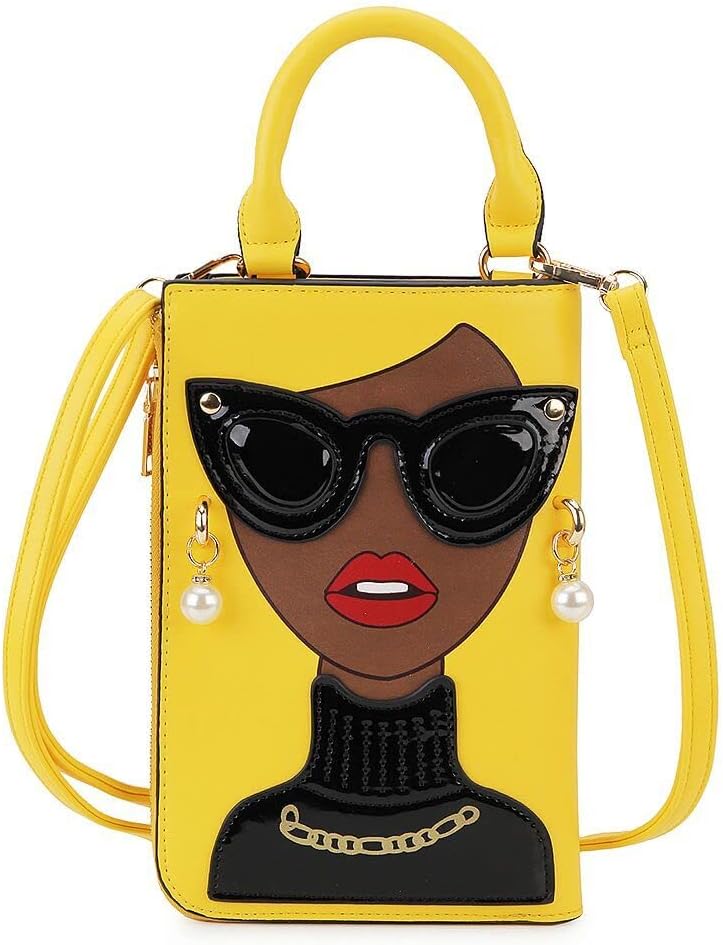 Women Novelty Lady Face Shoulder Bags Funky PU Leather Top Handle Satchel Handbags Clutch Purse for Women Main image