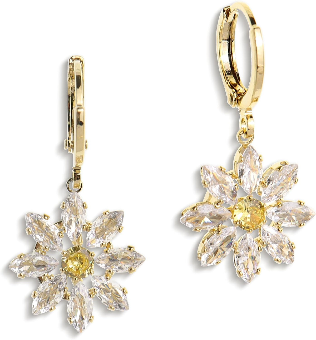 Gold Silver Small Hoop Dangle Earrings for Women, Trendy Dainty Rhinestone CZ Dangling Prom Wedding Leaf Flower Snowflake Butterfly Starfish Fashion Jewelry Gift