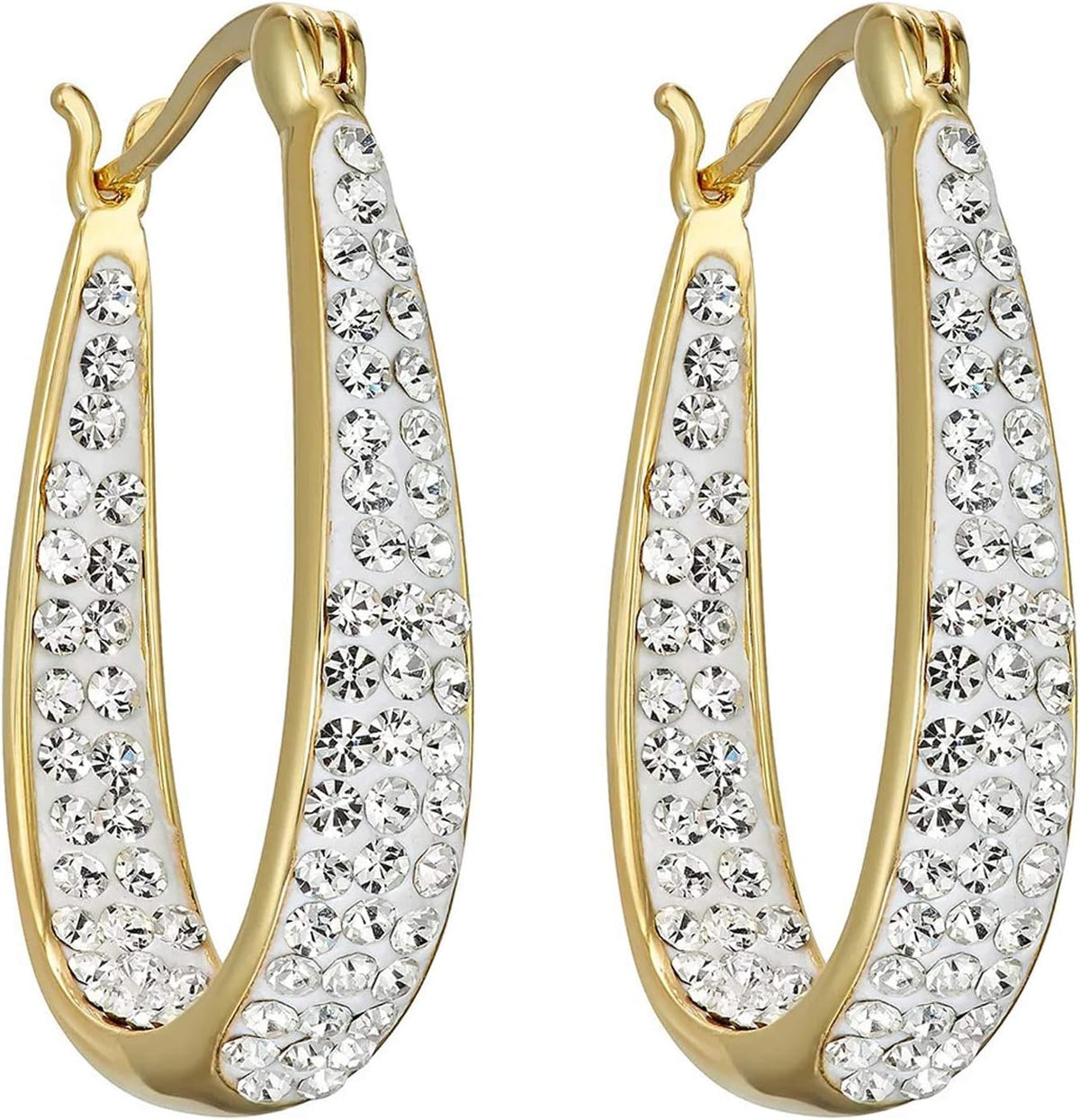 Savlano Inside Out Oval Shape Crystal Hoop Earrings For Women Comes With Savlano Gift Box